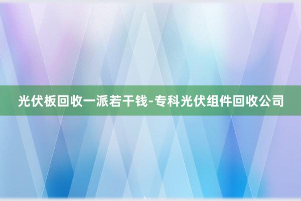 光伏板回收一派若干钱-专科光伏组件回收公司